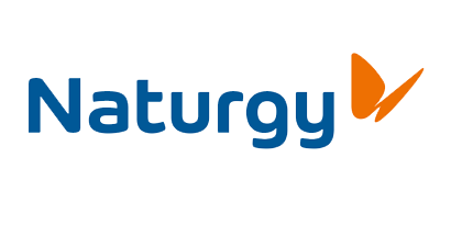 Logotipo com o texto Naturgy e o desenho de uma borboleta.